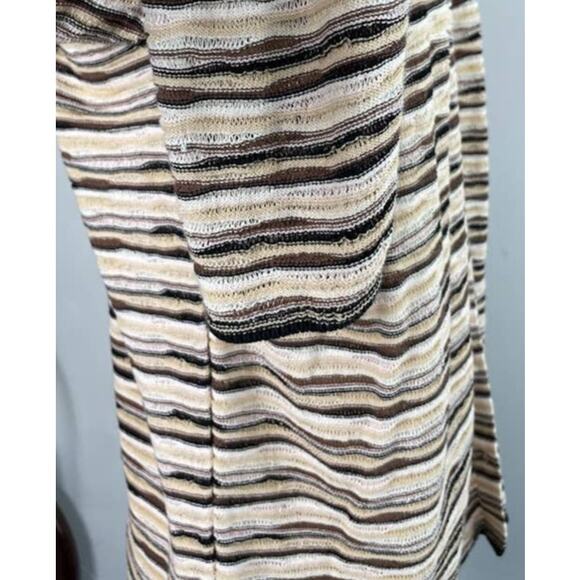 Y2K Cardigan Womens Small Brown Striped Long Sleeve Button Up Knit Sweater Vntg - Picture 5 of 8